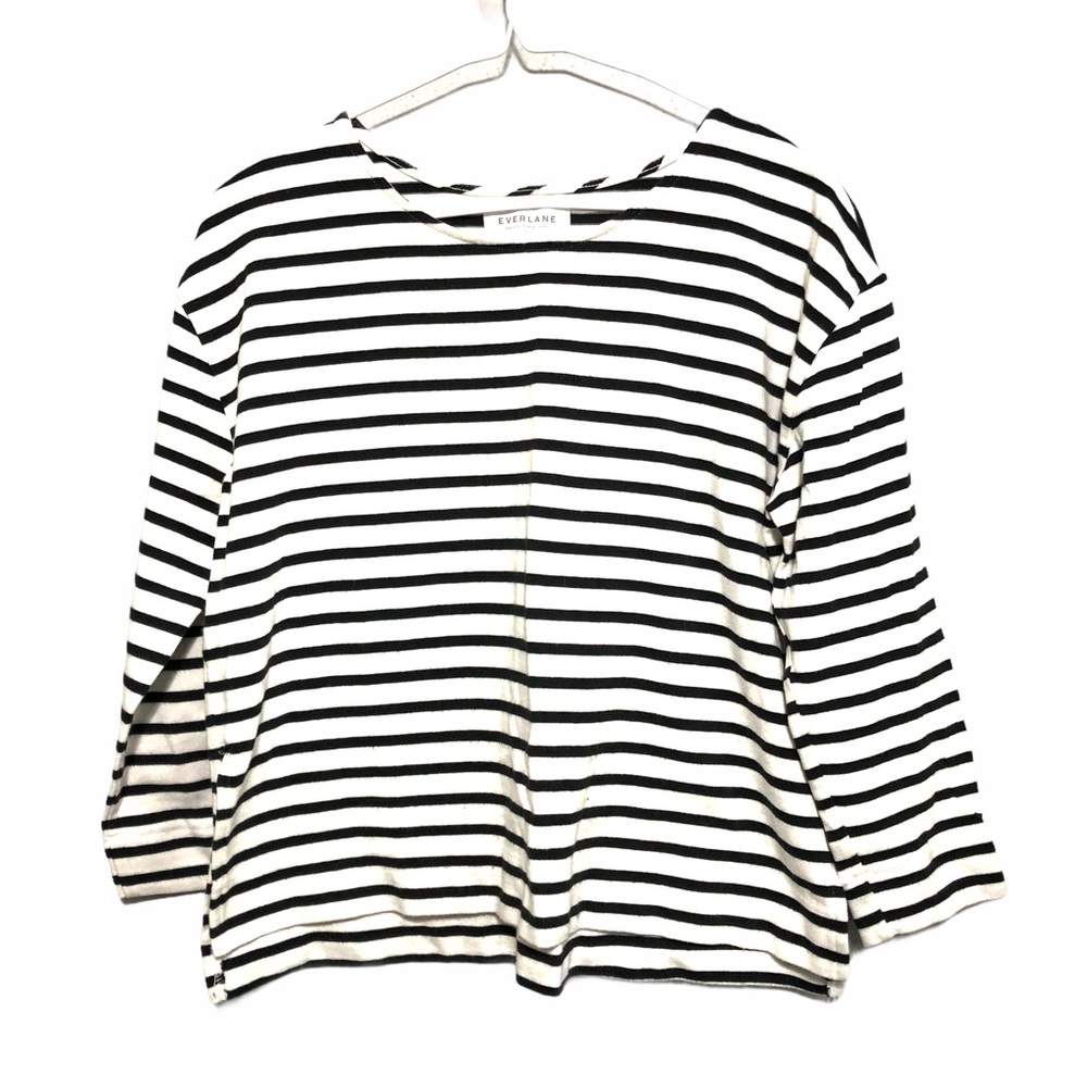 Everlane Striped 3/4” Sleeve Boxy Fit Shirt